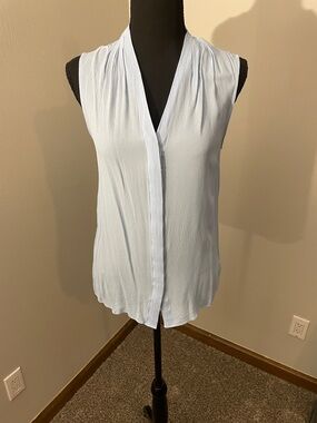 Brooks Brothers Light Blue Sleeveless V-Neck Blouse- 10 (more like 6)